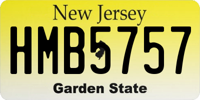 NJ license plate HMB5757
