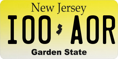NJ license plate I00AOR