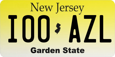 NJ license plate I00AZL