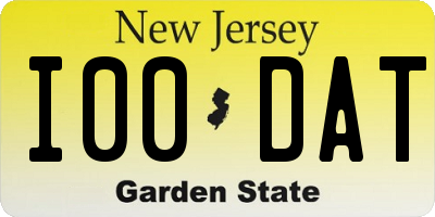 NJ license plate I00DAT