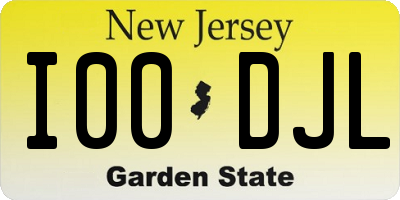 NJ license plate I00DJL