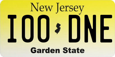 NJ license plate I00DNE
