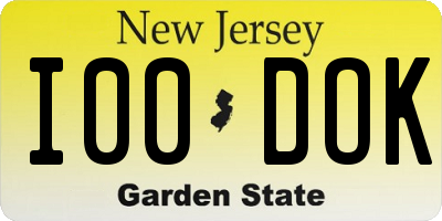 NJ license plate I00DOK