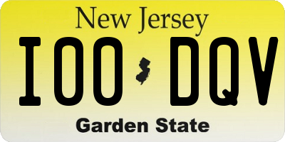 NJ license plate I00DQV