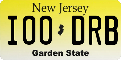 NJ license plate I00DRB