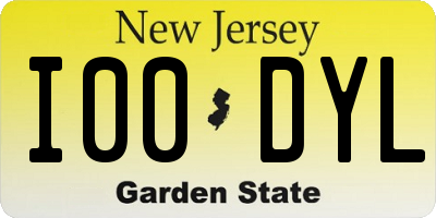 NJ license plate I00DYL