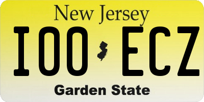 NJ license plate I00ECZ