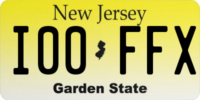 NJ license plate I00FFX