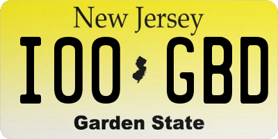NJ license plate I00GBD