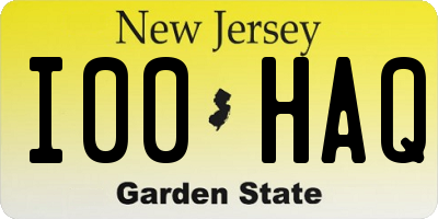 NJ license plate I00HAQ