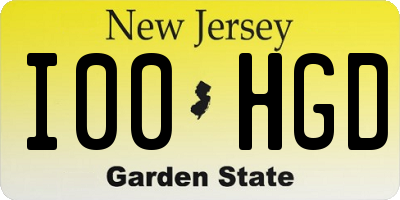 NJ license plate I00HGD