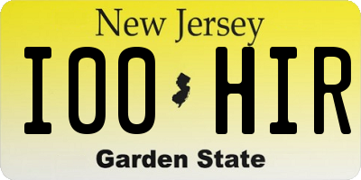 NJ license plate I00HIR