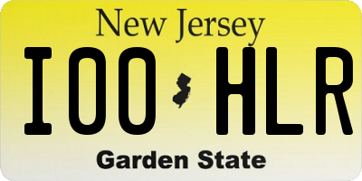 NJ license plate I00HLR