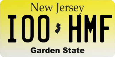 NJ license plate I00HMF