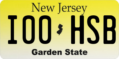 NJ license plate I00HSB