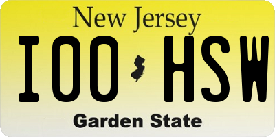 NJ license plate I00HSW