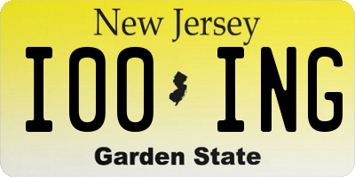 NJ license plate I00ING