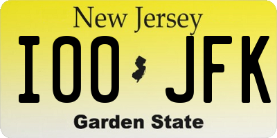 NJ license plate I00JFK