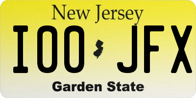 NJ license plate I00JFX