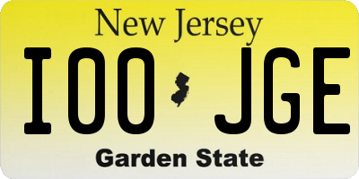 NJ license plate I00JGE