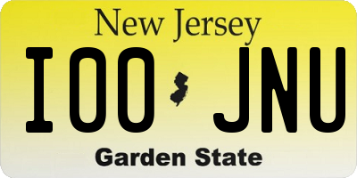 NJ license plate I00JNU