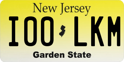 NJ license plate I00LKM