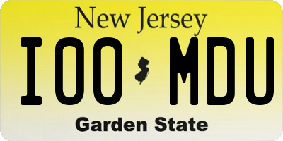 NJ license plate I00MDU