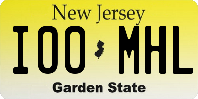 NJ license plate I00MHL