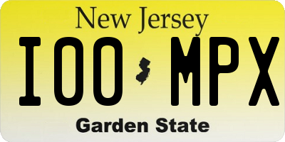 NJ license plate I00MPX