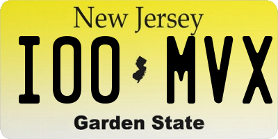 NJ license plate I00MVX