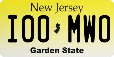 NJ license plate I00MWO