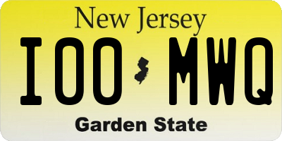 NJ license plate I00MWQ