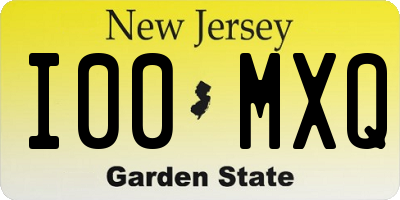 NJ license plate I00MXQ
