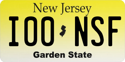 NJ license plate I00NSF
