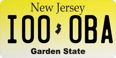 NJ license plate I00OBA