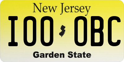 NJ license plate I00OBC