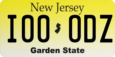 NJ license plate I00ODZ