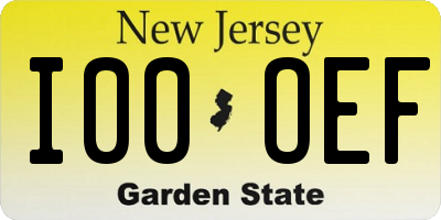 NJ license plate I00OEF