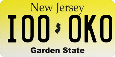 NJ license plate I00OKO