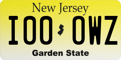 NJ license plate I00OWZ