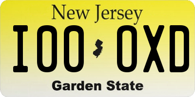 NJ license plate I00OXD