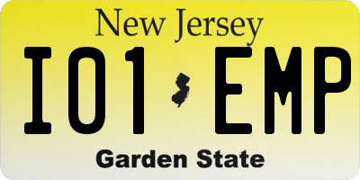 NJ license plate I01EMP