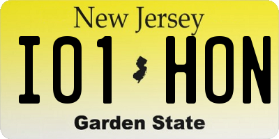 NJ license plate I01HON