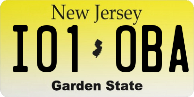 NJ license plate I01OBA