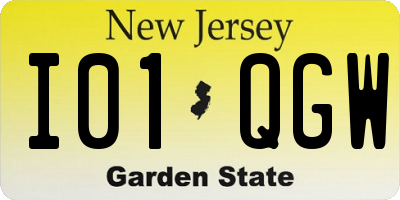 NJ license plate I01QGW