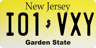 NJ license plate I01VXY