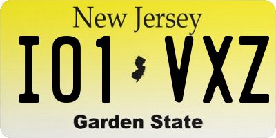 NJ license plate I01VXZ
