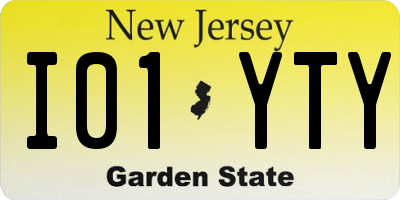 NJ license plate I01YTY