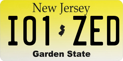 NJ license plate I01ZED