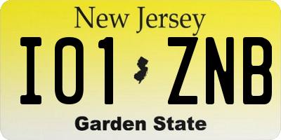 NJ license plate I01ZNB